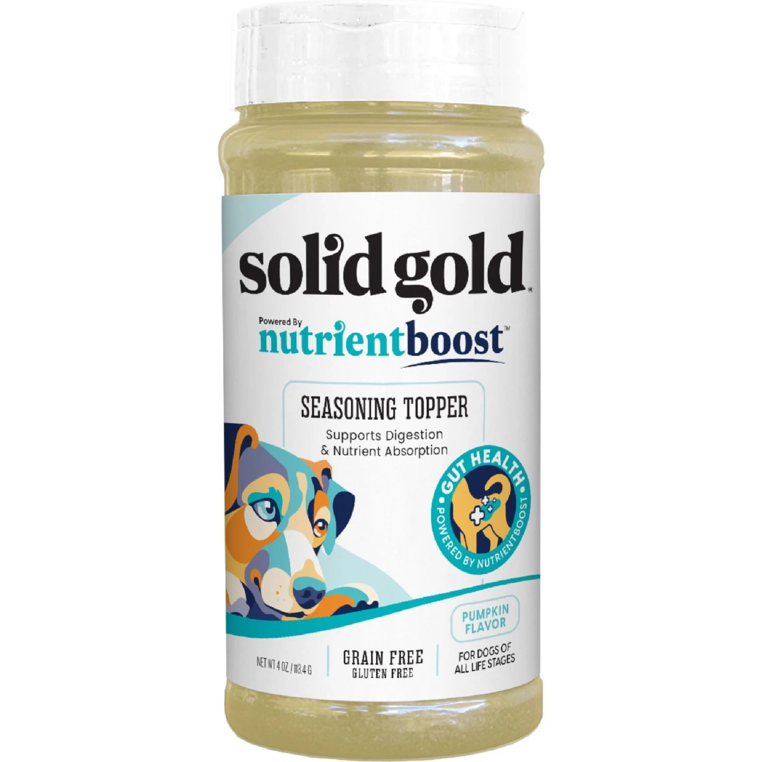 Solid Gold Nutrientboost Gut Health Pumpkin Flavor Dog Food Topper, 4-oz Jar 1 Solid Gold Nutrientboost Gut Health Pumpkin Flavor Dog Food Topper, 4-oz Jar