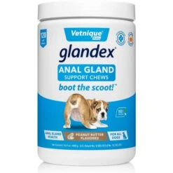 Vetnique Labs Glandex Anal Gland & Probiotic Peanut Butter Flavored Pumpkin Fiber Soft Chew Digestive Boot The Scoot Dog Supplement